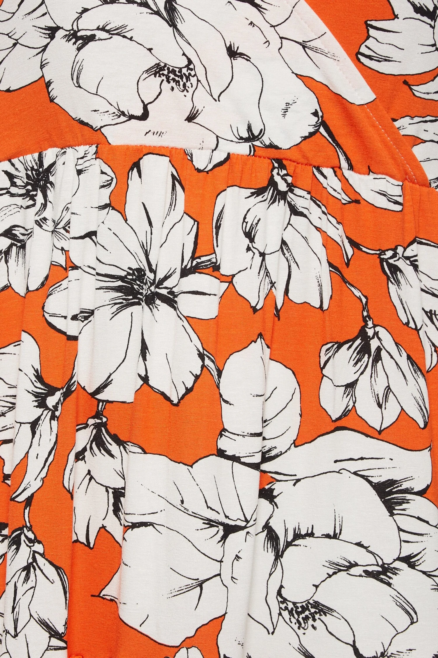 YOURS Curve Orange Floral V-Neck Tiered Wrap Dress 4 YOURS Curve Orange Floral V-Neck Tiered Wrap Dress - Image 4