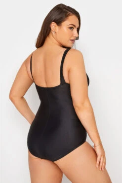 YOURS Curve Black Ruched Mesh Tummy Control Swimsuit -Saga Dresses Shop 60411d7d 642a 40 150098 C