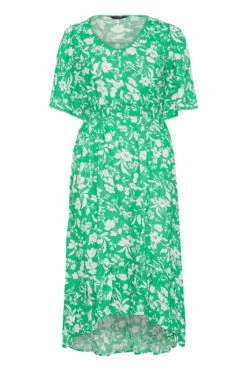 YOURS Curve Green Floral Dipped Hem Dress 10 YOURS Curve Green Floral Dipped Hem Dress -Saga Dresses Shop 60a100ff 604e 42 137119 X
