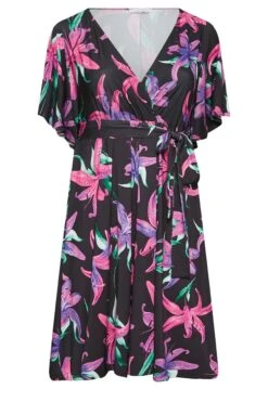 YOURS LONDON Curve Black Floral Print Wrap Dress -Saga Dresses Shop 60cb526d d186 43 162201 X