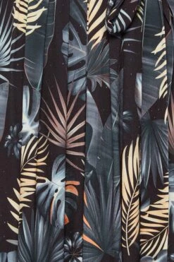 YOURS Curve Charcoal Black Leaf Print Wrap Dress -Saga Dresses Shop 6187b481 9c04 4e 302153 Z