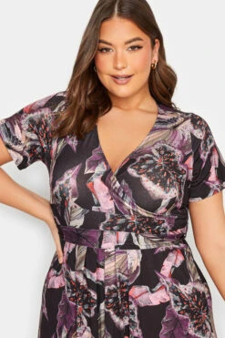 YOURS Curve Black Leaf Print Wrap Dress 8 YOURS Curve Black Leaf Print Wrap Dress -Saga Dresses Shop 619b97a0 53db 4c 301989 D