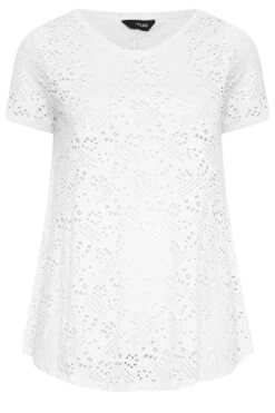 YOURS Curve 2 PACK White & Black Broderie Anglaise Swing V-Neck T-Shirt -Saga Dresses Shop 6226722c a0ec 42 320690 X