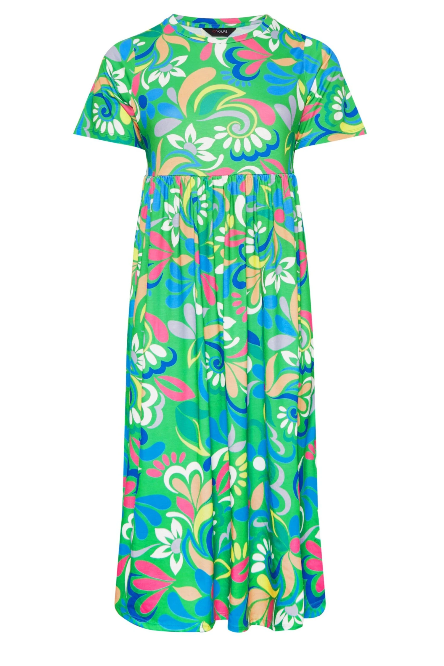 YOURS Curve Green Abstract Print Smock Dress 5 YOURS Curve Green Abstract Print Smock Dress - Image 5