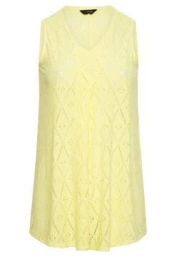 YOURS Curve Yellow Pointelle Vest Top -Saga Dresses Shop 627043bf ff47 4b 301843 X