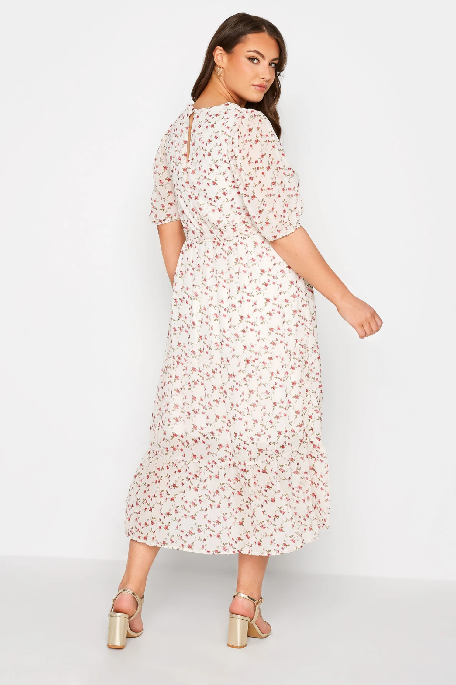YOURS LONDON Curve White Ditsy Smock Maxi Dress 2 YOURS LONDON Curve White Ditsy Smock Maxi Dress - Image 2