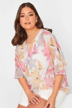 YOURS Curve White Floral Blouse -Saga Dresses Shop 62d4b919 8321 4f 330078 D