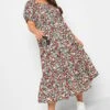 LIMITED COLLECTION Curve Black Ditsy Print Midaxi Smock Dress