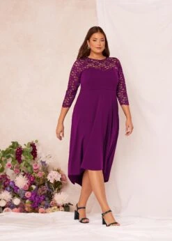 YOURS LONDON Curve Purple Lace Sweetheart Midi Dress -Saga Dresses Shop 638f3222 5263 40 161544 L