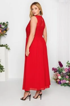 YOURS LONDON Curve Red Lace Front Chiffon Maxi Dress -Saga Dresses Shop 64478a7b 6d30 43 161892 D