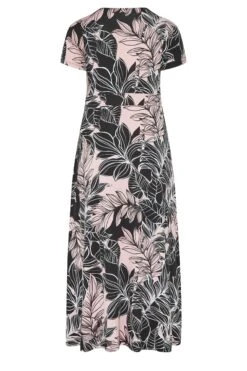 YOURS Curve Black & Pink Leaf Print V-Neck Midaxi Dress 11 YOURS Curve Black & Pink Leaf Print V-Neck Midaxi Dress -Saga Dresses Shop 64b07bf4 9315 44 302226 Y