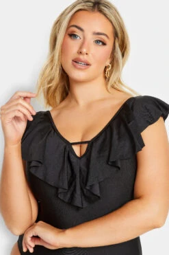 YOURS Curve Black Frill Plunge Tummy Control Swimsuit 8 YOURS Curve Black Frill Plunge Tummy Control Swimsuit -Saga Dresses Shop 64de8401 9c98 43 150278 D