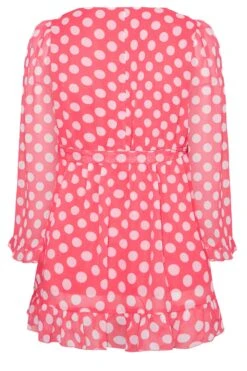 YOURS LONDON Curve Pink Polka Dot Ruffle Wrap Top 11 YOURS LONDON Curve Pink Polka Dot Ruffle Wrap Top -Saga Dresses Shop 64e80640 1a36 45 161315 YR