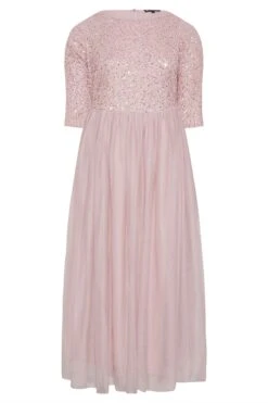 LUXE Curve Pink Sequin Hand Embellished Maxi Dress 10 LUXE Curve Pink Sequin Hand Embellished Maxi Dress -Saga Dresses Shop 64ec98e7 b888 4d 161157 F