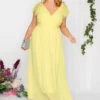 YOURS LONDON Curve Yellow Lace Detail Wrap Maxi Dress