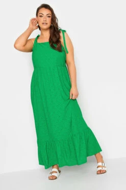 YOURS Curve Green Broderie Anglaise Maxi Dress