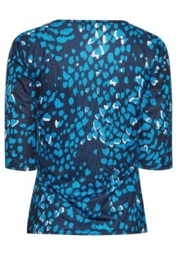 YOURS PETITE Curve Blue Animal Print Jersey Top