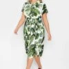 YOURS PETITE Curve Green Leaf Print Shirt Dress