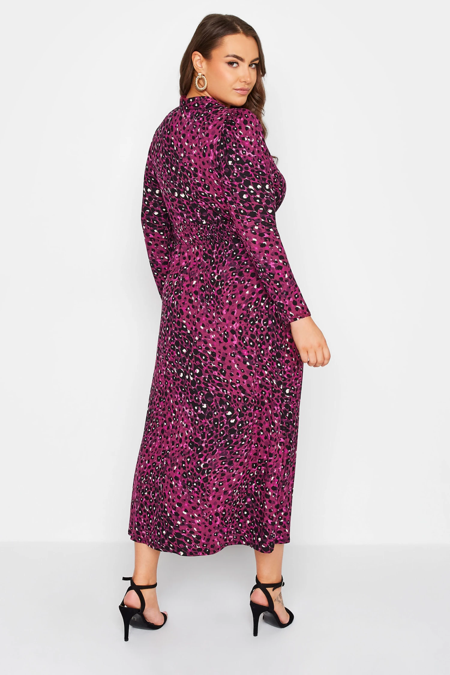 YOURS LONDON Curve Pink Animal Print Shirred Waist Dress 2 YOURS LONDON Curve Pink Animal Print Shirred Waist Dress - Image 2