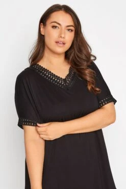 YOURS Curve Black Contrast Trim Tunic Dress -Saga Dresses Shop 663a2f83 e2f3 48 300736 D