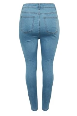 YOURS Curve Bleach Blue Ripped Skinny Stretch AVA Jeans -Saga Dresses Shop 67338de7 148c 47 143255 Y