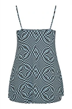 LIMITED COLLECTION Curve Blue Checkerboard Print Strap Detail Cami Top -Saga Dresses Shop 674b5620 2da0 45 214643 Y
