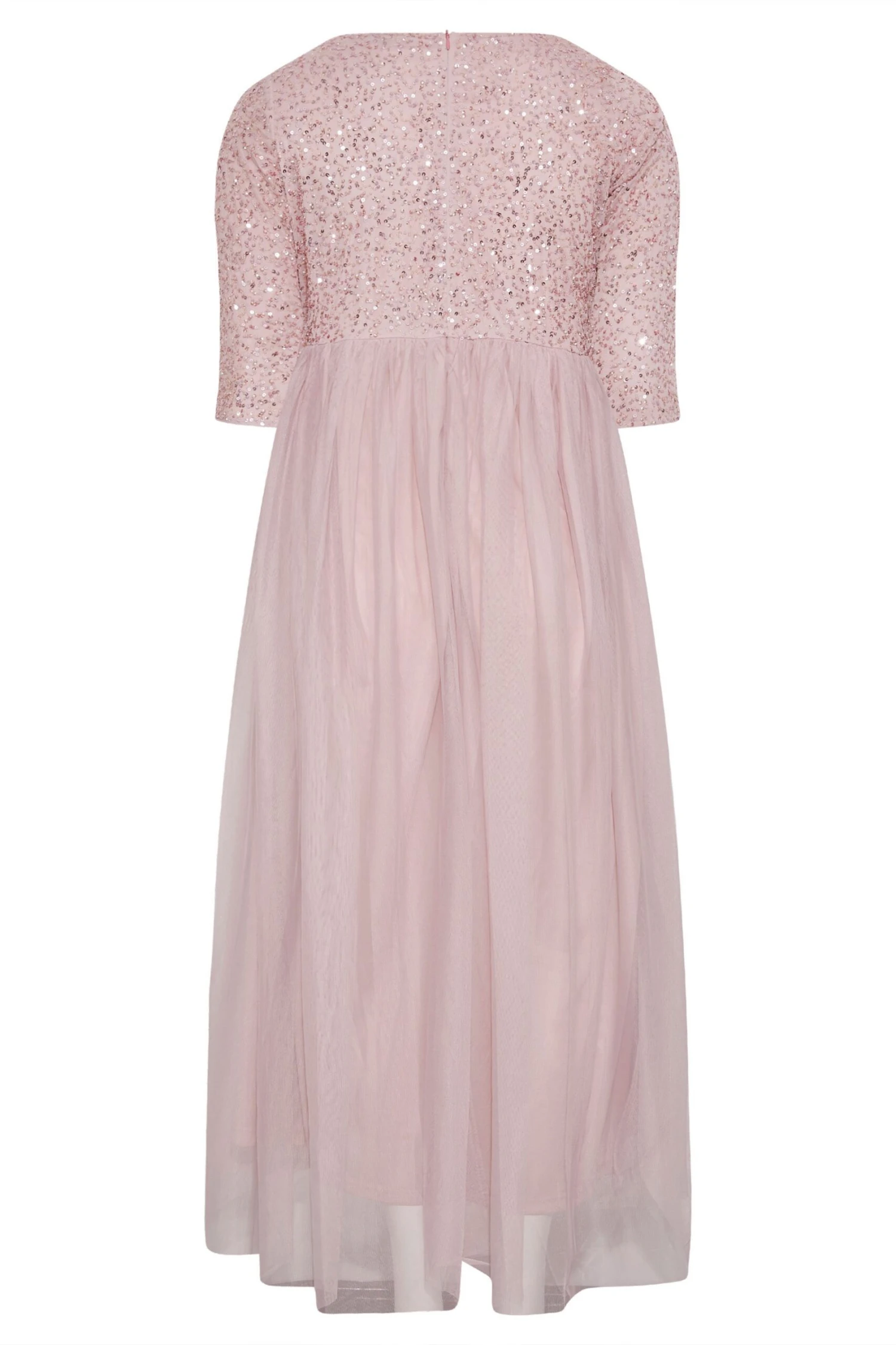 LUXE Curve Pink Sequin Hand Embellished Maxi Dress 6 LUXE Curve Pink Sequin Hand Embellished Maxi Dress - Image 6