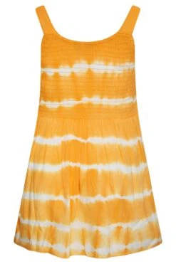 YOURS Curve Yellow Tie Dye Shirred Peplum Vest Top -Saga Dresses Shop 6804ed89 2ba0 4d 131607 Y