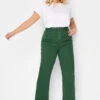 YOURS Curve Green Stretch Wide Leg Jeans