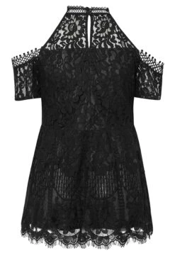 YOURS LONDON Curve Black Cold Shoulder Lace Top -Saga Dresses Shop 696f88e1 7b2f 48 162024 Y