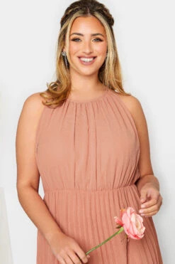 YOURS LONDON Curve Pink Pleated Maxi Dress -Saga Dresses Shop 6afdbddb 7ace 4c 161883 D
