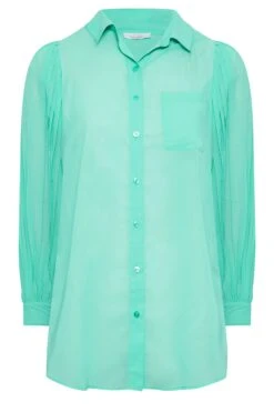YOURS LONDON Curve Turquoise Blue Pleat Sleeve Shirt 10 YOURS LONDON Curve Turquoise Blue Pleat Sleeve Shirt -Saga Dresses Shop 6b362f69 d84c 47 162008 X