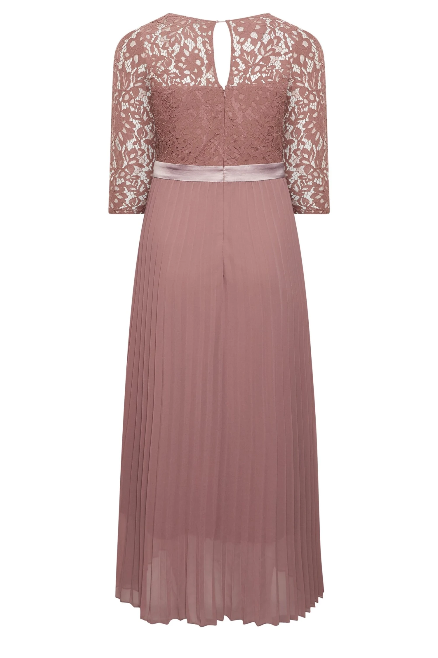 YOURS LONDON Curve Blush Pink Lace Pleated Maxi Dress 6 YOURS LONDON Curve Blush Pink Lace Pleated Maxi Dress - Image 6