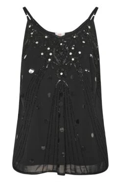 LUXE Curve Black Hand Embellished Cami Top -Saga Dresses Shop 6b9e2121 1aab 46 157943 F