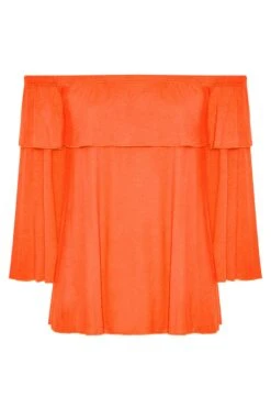 LIMITED COLLECTION Curve Orange Frill Bardot Top 10 LIMITED COLLECTION Curve Orange Frill Bardot Top -Saga Dresses Shop 6be6461c 6cb1 45 214957 X