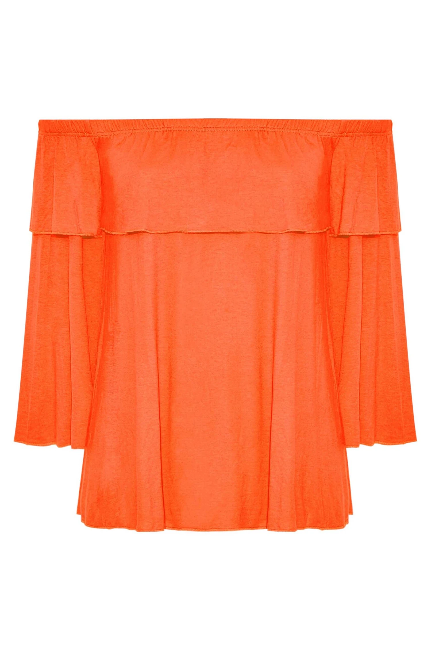 LIMITED COLLECTION Curve Orange Frill Bardot Top 5 LIMITED COLLECTION Curve Orange Frill Bardot Top - Image 5