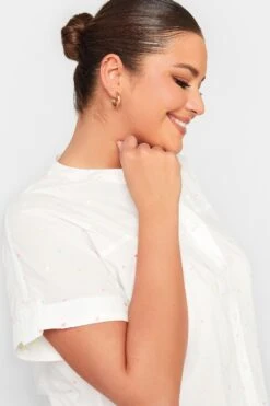 YOURS Curve White Dobby Spot Shirt -Saga Dresses Shop 6bf2c47b 99b9 4b 330030 E
