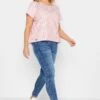 PixieGirl YOURS PETITE Curve Light Pink Broderie Anglaise Short Sleeve Top
