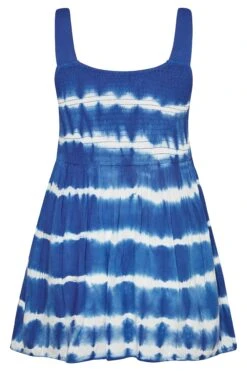 YOURS Curve Blue Tie Dye Shirred Peplum Vest Top -Saga Dresses Shop 6cec567f 470b 4b 131608 Y