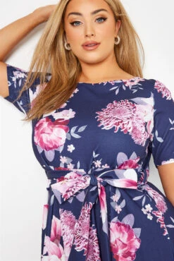 YOURS LONDON Curve Navy Blue Floral Print Midi Skater Dress -Saga Dresses Shop 6d7df3a7 8fdd 4a 161284 D