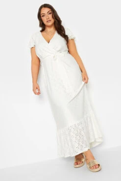 YOURS Curve White Broderie Anglaise Maxi Dress