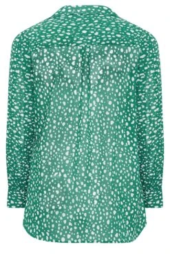 YOURS LONDON Curve Green Dalmatian Pleat Sleeve Shirt -Saga Dresses Shop 6dcd6e01 98e6 4b 161967 Y