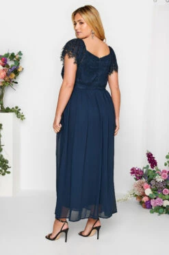 YOURS LONDON Curve Navy Blue Lace Detail Wrap Maxi Dress 9 YOURS LONDON Curve Navy Blue Lace Detail Wrap Maxi Dress -Saga Dresses Shop 6f565617 83b9 4c 161893 D