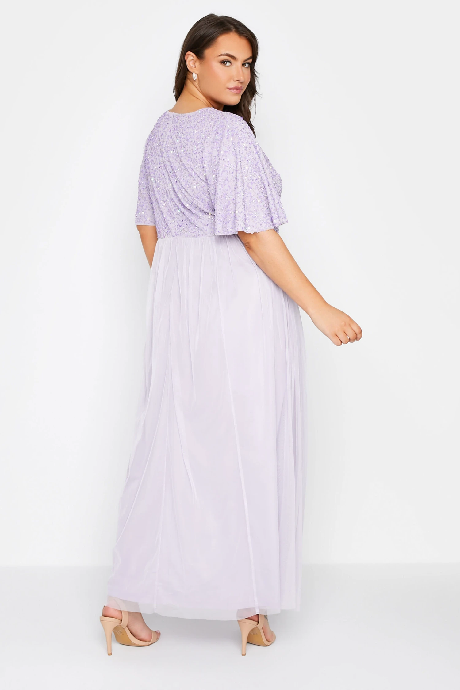 LUXE Curve Lilac Purple Sequin Hand Embellished Maxi Dress 2 LUXE Curve Lilac Purple Sequin Hand Embellished Maxi Dress - Image 2
