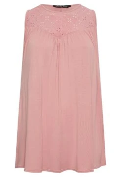 LIMITED COLLECTION Curve Pink Broderie Anglaise Insert Vest Top -Saga Dresses Shop 70b463ec c6f7 45 215696 X