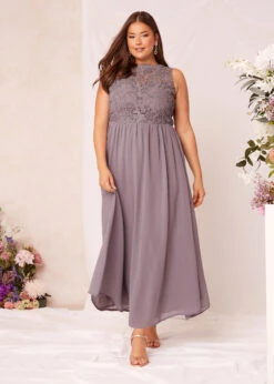 YOURS LONDON Curve Purple Lace Front Chiffon Maxi Dress -Saga Dresses Shop 71ab0477 cfa7 42 161505 L