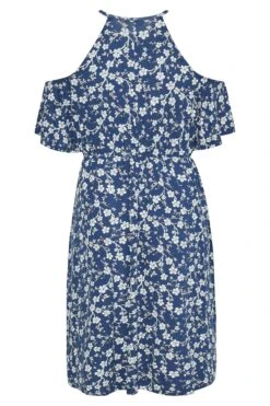 YOURS Curve Blue Floral Cold Shoulder Dress 11 YOURS Curve Blue Floral Cold Shoulder Dress -Saga Dresses Shop 71abaf33 b469 49 300798 Y