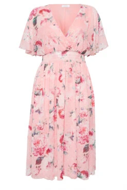 YOURS LONDON Curve Pink Angel Sleeve Floral Shirred Dress 10 YOURS LONDON Curve Pink Angel Sleeve Floral Shirred Dress -Saga Dresses Shop 729112f0 ba9b 40 162048 X
