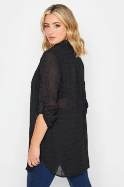 YOURS LONDON Curve Black Check Chiffon Shirt