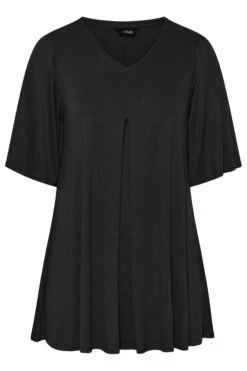 YOURS Curve Black Pleat Angel Sleeve Swing Top -Saga Dresses Shop 72d1865d 6342 45 320315 X